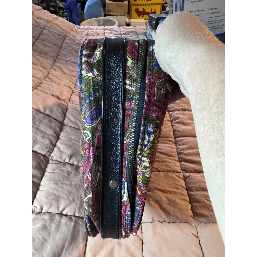 Vtg. A.D. Sutton & Sons Small Blue Paisley Suitcase Travel Luggage Bag No Key
